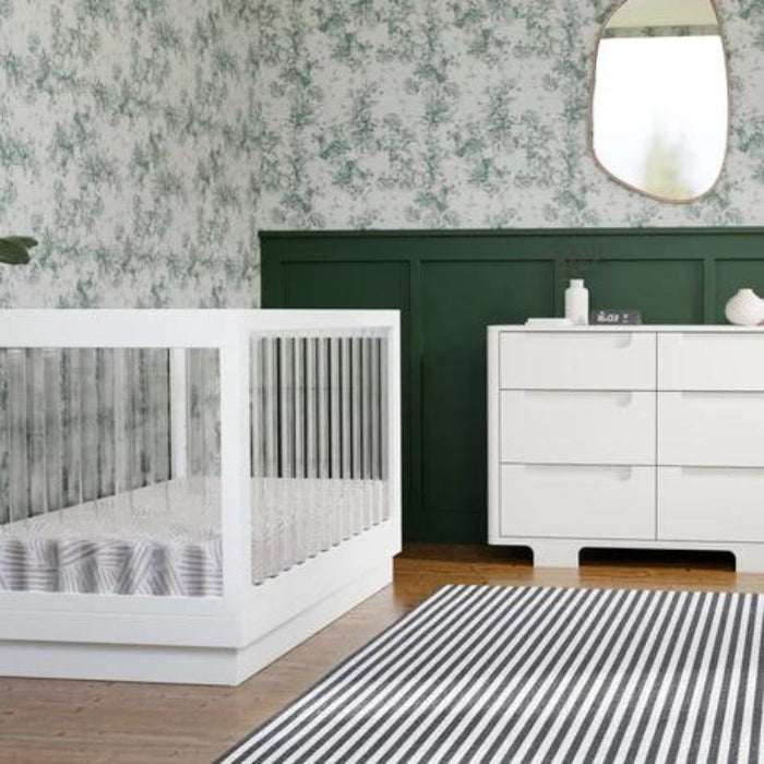 Harlow Acrylic 3-in-1 Convertible Crib by Babyletto at $899! Shop now at Nestled by Snuggle Bugz for Cribs.