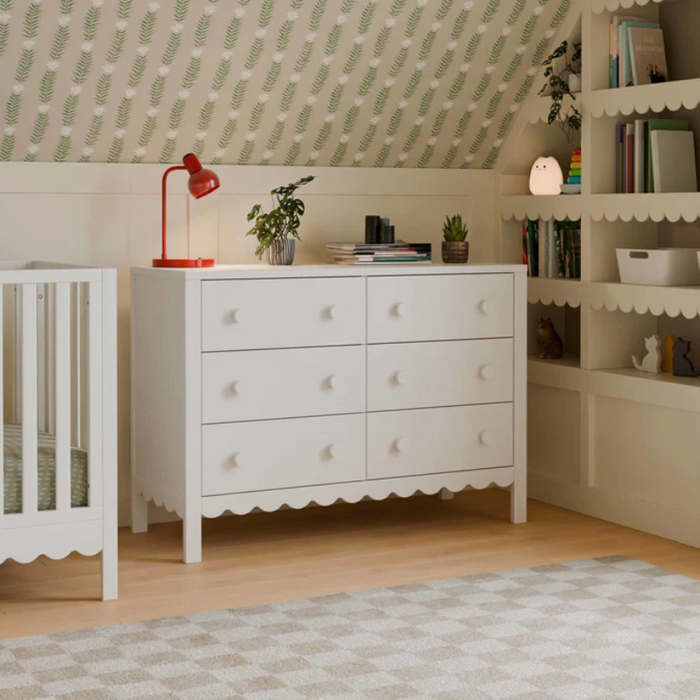 Sammy Scallop 6-Drawer Dresser by DaVinci at $549! Shop now at Nestled by Snuggle Bugz for Nursery & Décor.