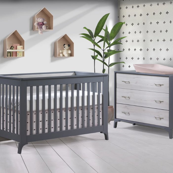 Metro Convertible Crib and 3 Drawer Dresser Combo by Tulip by Natart at $1699! Shop now at Nestled by Snuggle Bugz for Cribs.