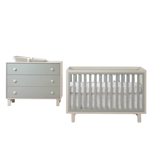 Bjorn Convertible Crib and 3-Drawer Dresser Combo by Tulip by Natart at $1699! Shop now at Nestled by Snuggle Bugz for Baby & Toddler Furniture.