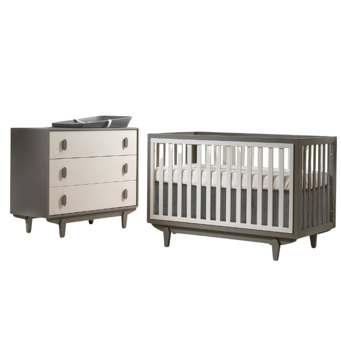 Tate Convertible Crib & 3-Drawer Dresser Combo by Tulip by Natart at $1699! Shop now at Nestled by Snuggle Bugz for Baby & Toddler Furniture Sets.