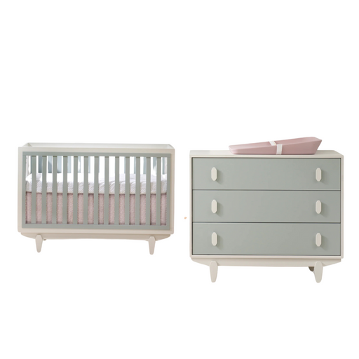 Tate Convertible Crib & 3-Drawer Dresser Combo by Tulip by Natart at $1699! Shop now at Nestled by Snuggle Bugz for Baby & Toddler Furniture Sets.