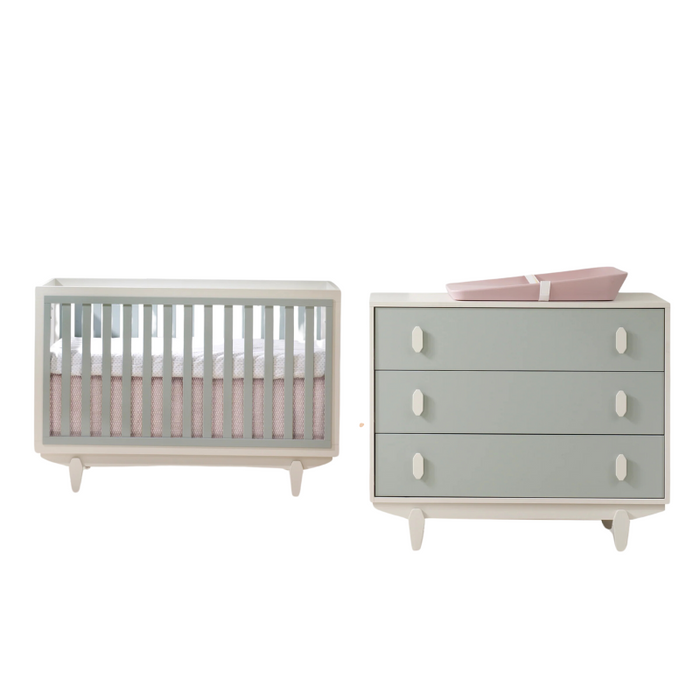 Bjorn Convertible Crib and 3 Drawer Dresser Combo Nestled Canada s Nursery Baby Furniture Store Latte Sage