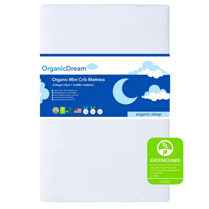 Organic Cotton Lightweight Mini 2-Stage Crib Mattress by Organic Dream at $269.99! Shop now at Nestled by Snuggle Bugz for Mattress.