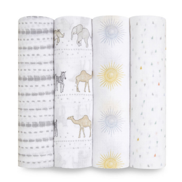 Cotton Muslin Swaddles - 4 Pack by Aden & Anais at $39.99! Shop now at Nestled by Snuggle Bugz for Nursery & Decor.