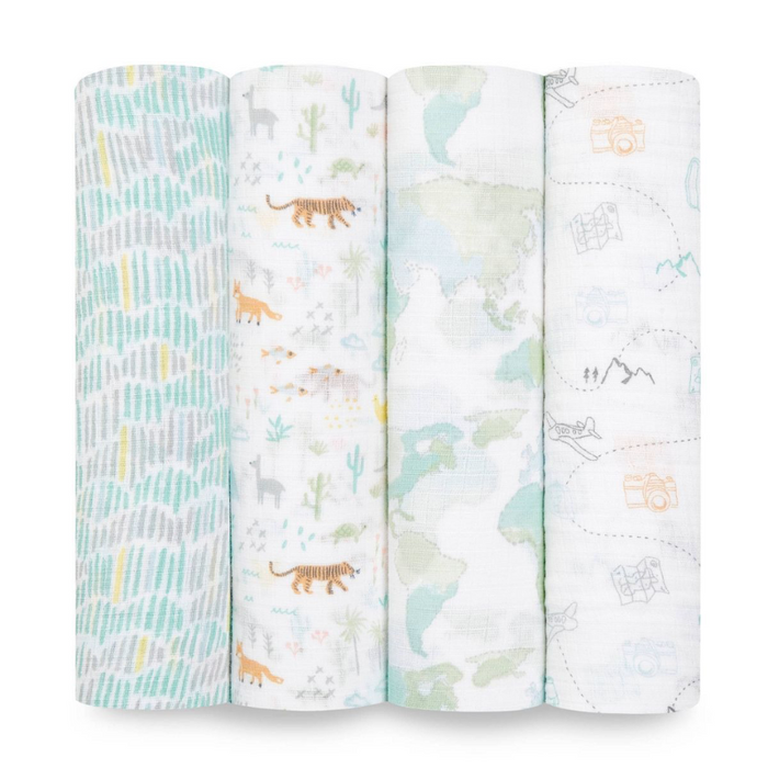 Cotton Muslin Swaddles - 4 Pack by Aden & Anais at $39.99! Shop now at Nestled by Snuggle Bugz for Nursery & Decor.