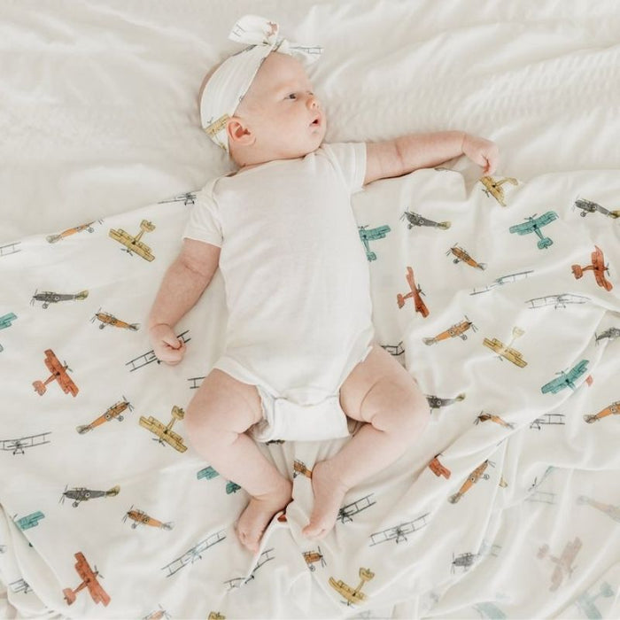 Knit Swaddle Blanket by Copper Pearl at $31.88! Shop now at Nestled by Snuggle Bugz for Nursery & Decor.