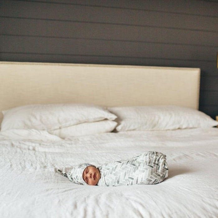 Knit Swaddle Blanket by Copper Pearl at $31.88! Shop now at Nestled by Snuggle Bugz for Nursery & Decor.