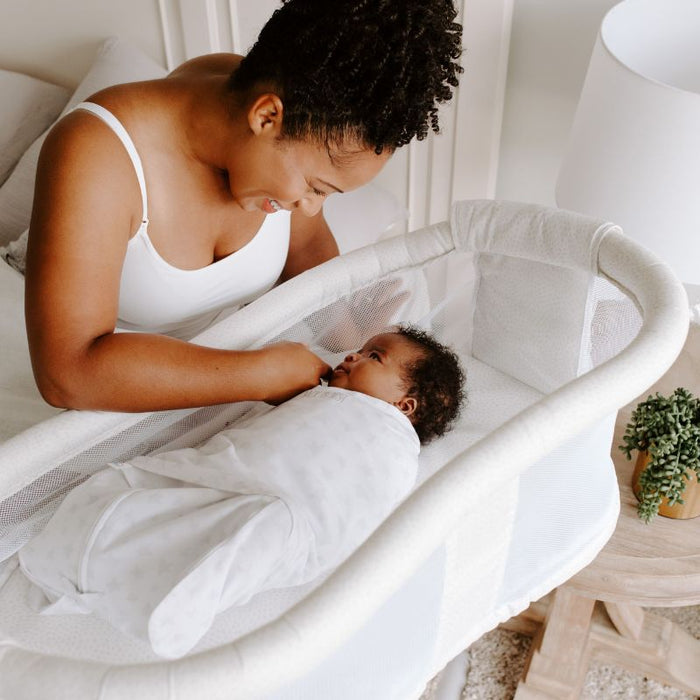 BassiNest Swivel Sleeper- Premiere - Pebble by HALO at $349.99! Shop now at Nestled by Snuggle Bugz for Nursery & Décor.