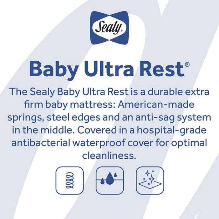 Baby Ultra Rest Antibacterial Crib Mattress by Sealy at $124.99! Shop now at Nestled by Snuggle Bugz for Nursery & Décor.