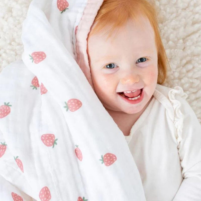Reversible Muslin Blanket by Lulujo at $54.99! Shop now at Nestled by Snuggle Bugz for Nursery & Décor.