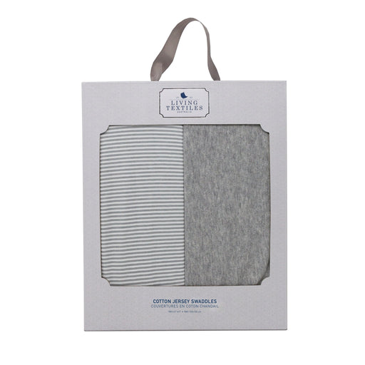 2 Pack Swaddle Blankets - Grey Marl + Grey Heathered Stripe by Lolli Living at $47.99! Shop now at Nestled by Snuggle Bugz for Nursery & Decor.