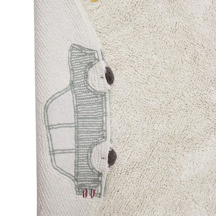 Eco-City Wheels Washable Round Area Rug by Lorena Canals at $194.99! Shop now at Nestled by Snuggle Bugz for Nursery & Décor.