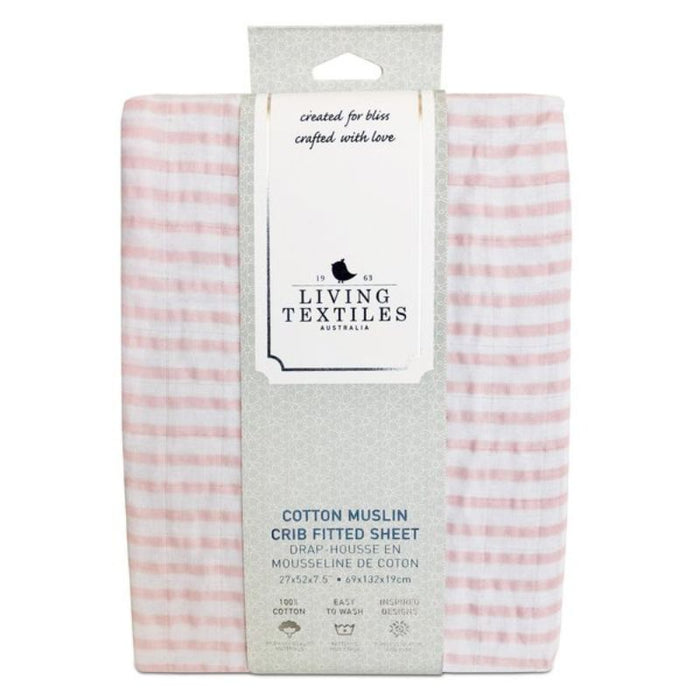 Muslin Crib Fitted Sheet by Living Textiles at $29.99! Shop now at Nestled by Snuggle Bugz for Nursery & Décor.