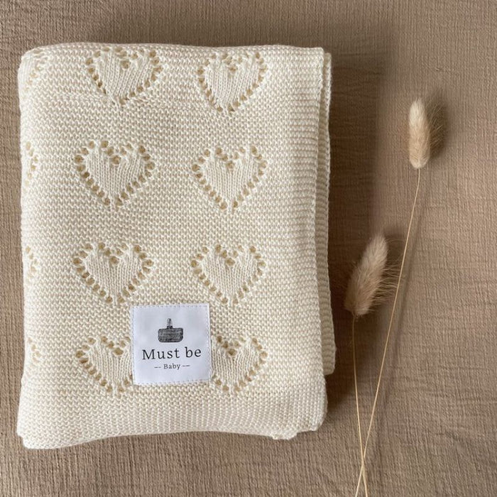 Cotton Knit Heart Blanket by Must Be Baby at $48.99! Shop now at Nestled by Snuggle Bugz for Nursery & Décor.