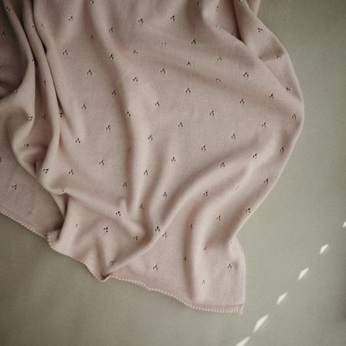 Knitted Pointelle Baby Blanket by Mushie at $60.99! Shop now at Nestled by Snuggle Bugz for Nursery & Décor.