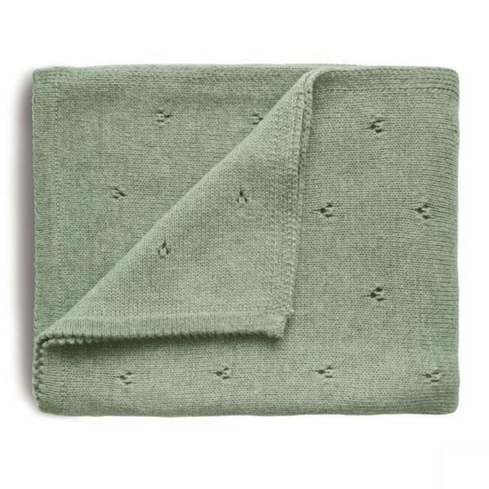 Knitted Pointelle Baby Blanket by Mushie at $60.99! Shop now at Nestled by Snuggle Bugz for Nursery & Décor.