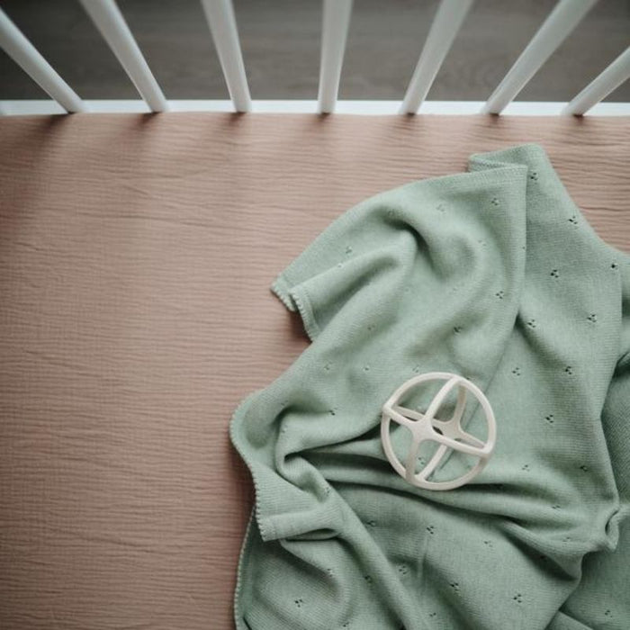 Knitted Pointelle Baby Blanket by Mushie at $60.99! Shop now at Nestled by Snuggle Bugz for Nursery & Décor.