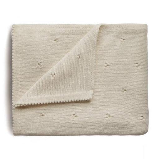Knitted Pointelle Baby Blanket by Mushie at $60.99! Shop now at Nestled by Snuggle Bugz for Nursery & Décor.