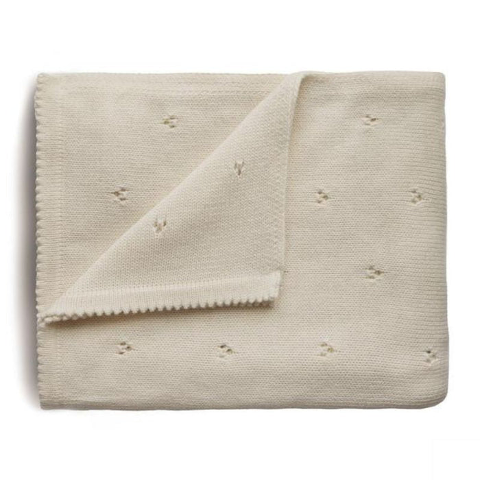 Knitted Pointelle Baby Blanket by Mushie at $60.99! Shop now at Nestled by Snuggle Bugz for Nursery & Décor.
