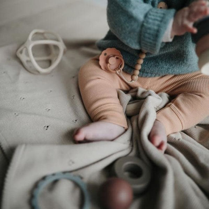 Knitted Pointelle Baby Blanket by Mushie at $60.99! Shop now at Nestled by Snuggle Bugz for Nursery & Décor.