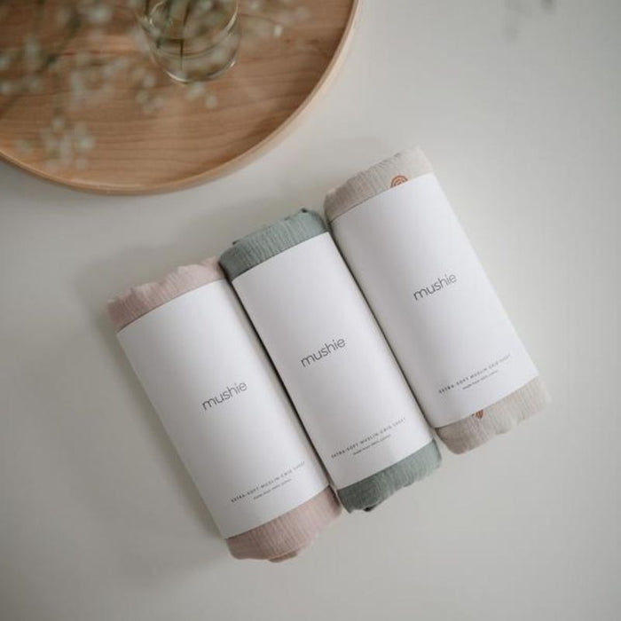 Extra Soft Muslin Crib Sheet by Mushie at $33.99! Shop now at Nestled by Snuggle Bugz for Nursery & Décor.