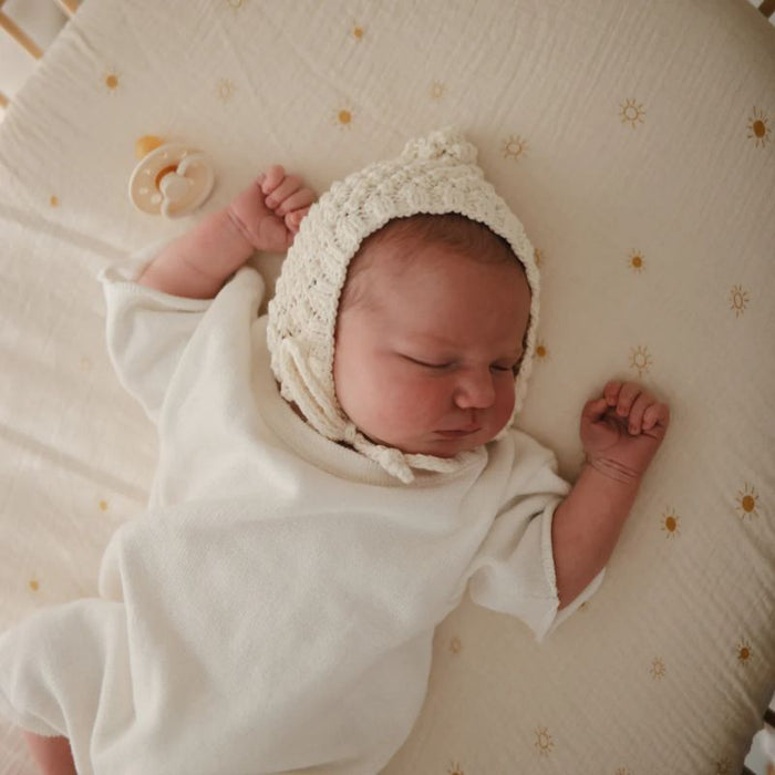 Mini Muslin Crib Sheet by Mushie at $23.99! Shop now at Nestled by Snuggle Bugz for Nursery & Décor.