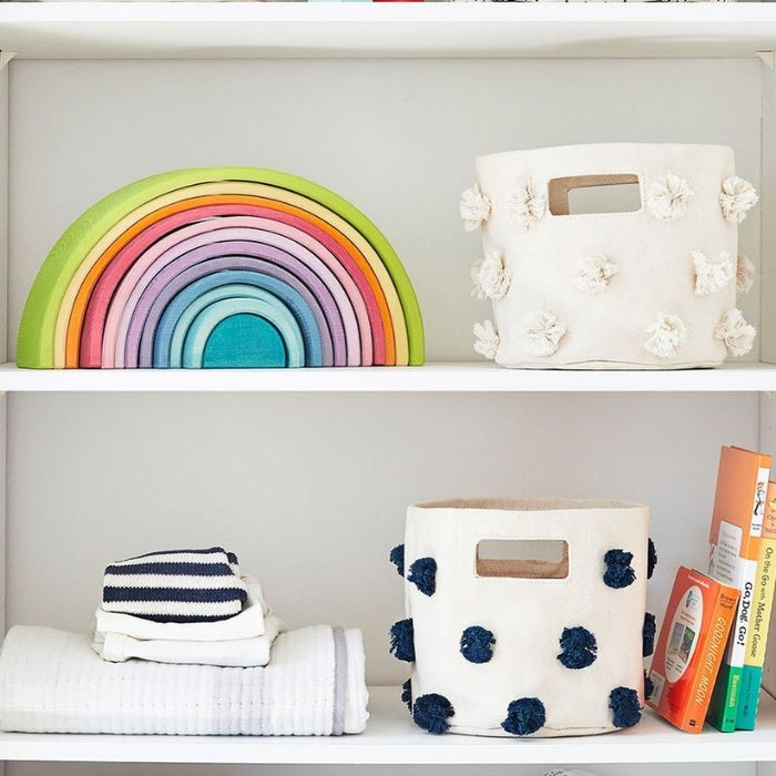 Pom Pom Basket - Mini by Pehr Designs at $29.99! Shop now at Nestled by Snuggle Bugz for Nursery & Décor.
