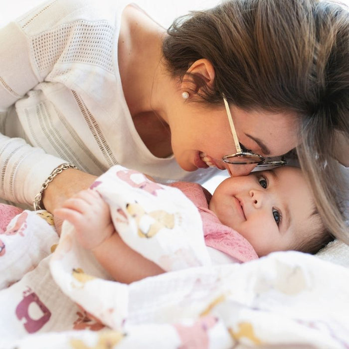 Organic Muslin Swaddle by Perlimpinpin at $10.39! Shop now at Nestled by Snuggle Bugz for Nursery & Decor.