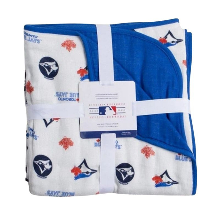 Blue Jays Reversible Muslin Play Blanket by Snugabye at $66.99! Shop now at Nestled by Snuggle Bugz for Nursery & Décor.