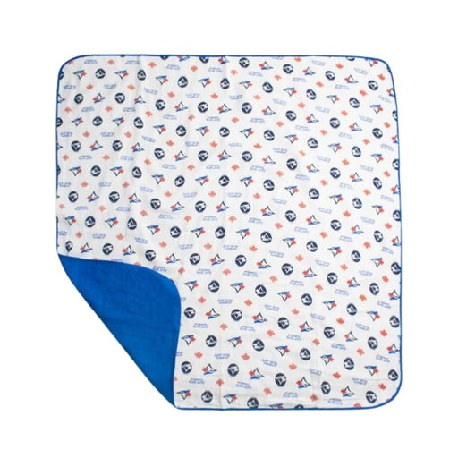 Blue Jays Reversible Muslin Play Blanket by Snugabye at $66.99! Shop now at Nestled by Snuggle Bugz for Nursery & Décor.