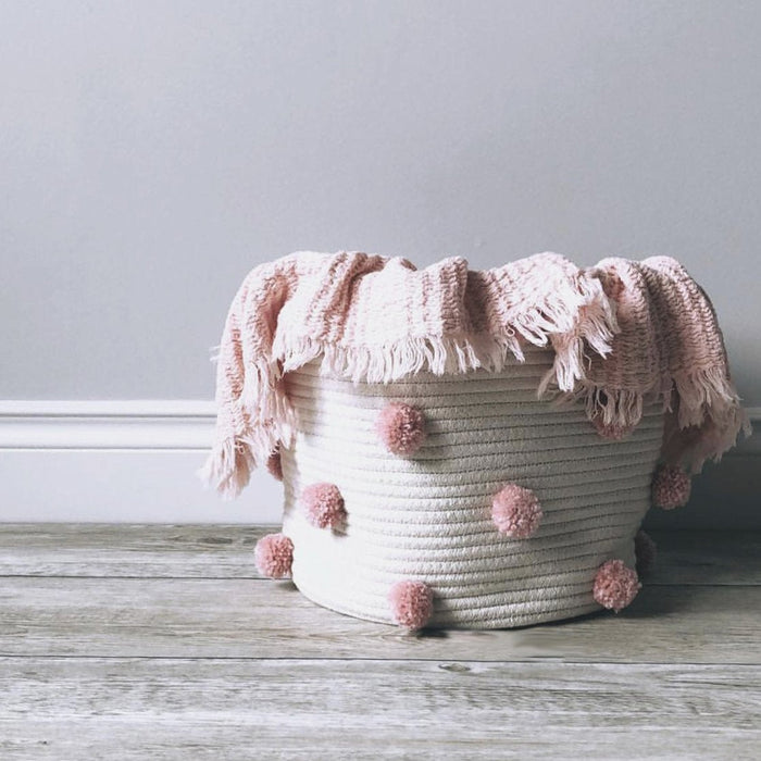 Pom Pom Baskets by Twig & Tassel at $40.88! Shop now at Nestled by Snuggle Bugz for Nursery & Décor.